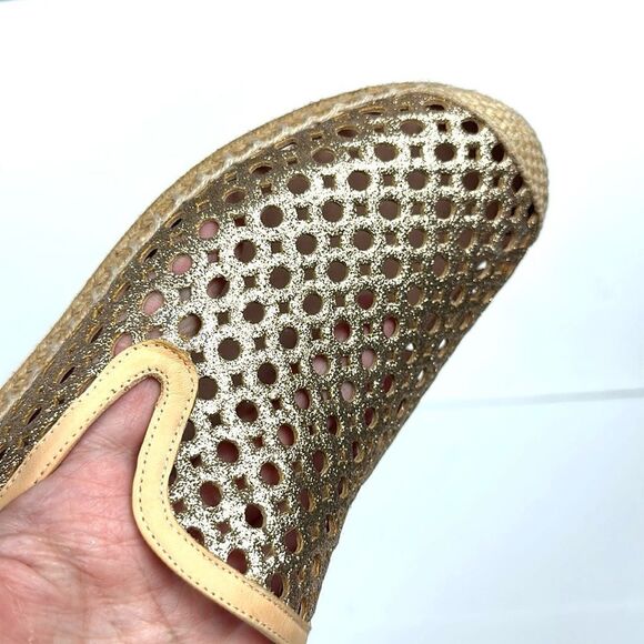 NWOB Stuart Weitzman County Glitter Espadrille Flat Sand Gold US 10 - Picture 10 of 16
